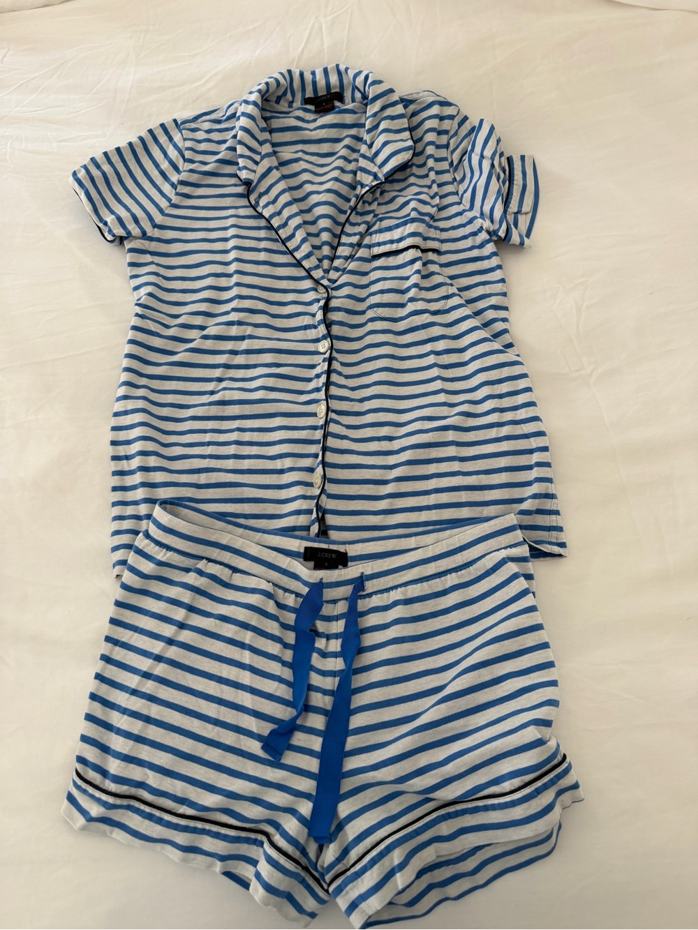 J. Crew Blue & White Striped Short Sleeve Pajama Set
